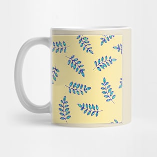 Leaf Prints in blue-violet, teal, pale yellow Mug